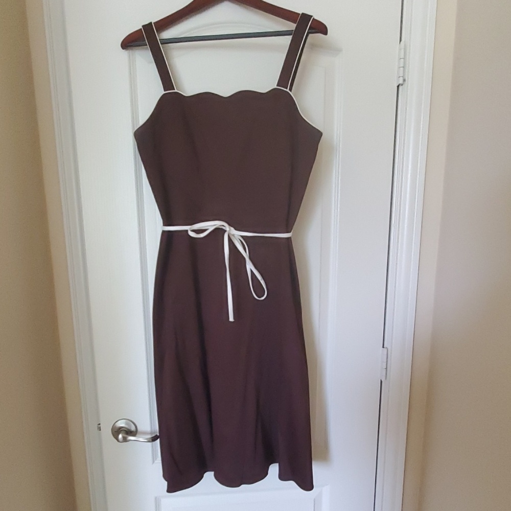 Brown Dress with White Scalloped Piping